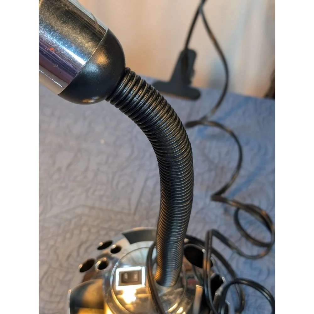 Vintage Bauhaus Style Chrome Dome Desk Lamp | Mid Century Space Age Task Light